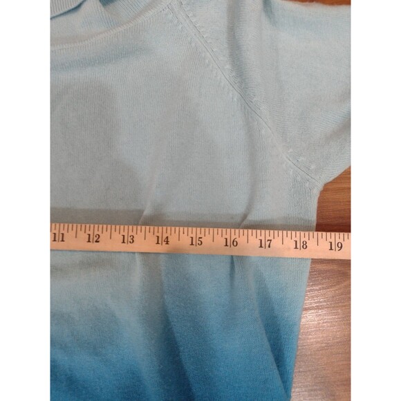 Christopher & Banks Sweater Large Womens Blue Ombré Cowl Neck Lightweight - Picture 8 of 12
